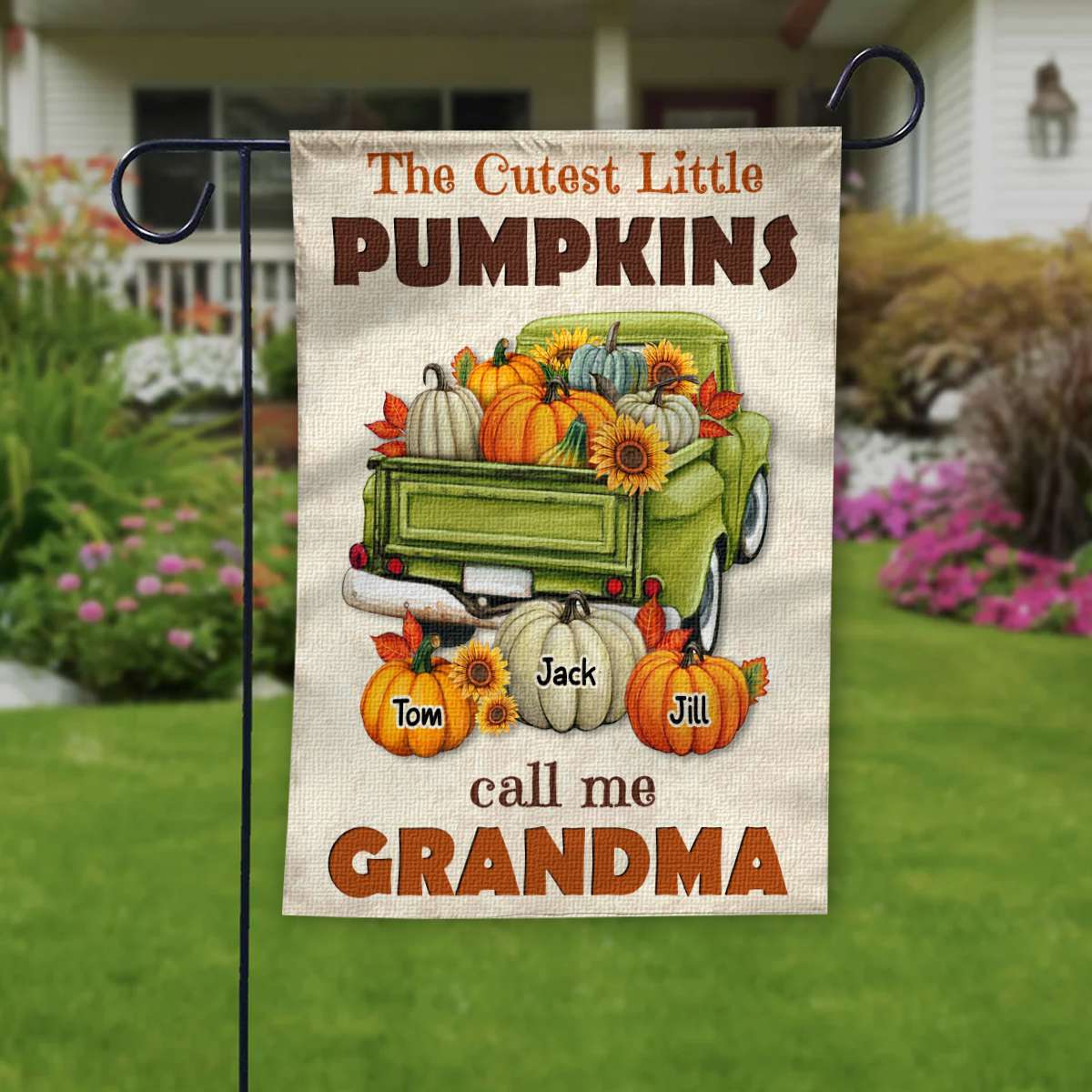 Cutest Little Pumpkins Call Me Grandma - Personalized Garden Flag Fall Decor