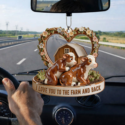 Wooden Ornament material and size view - Custom Cow Car Hanging Ornament