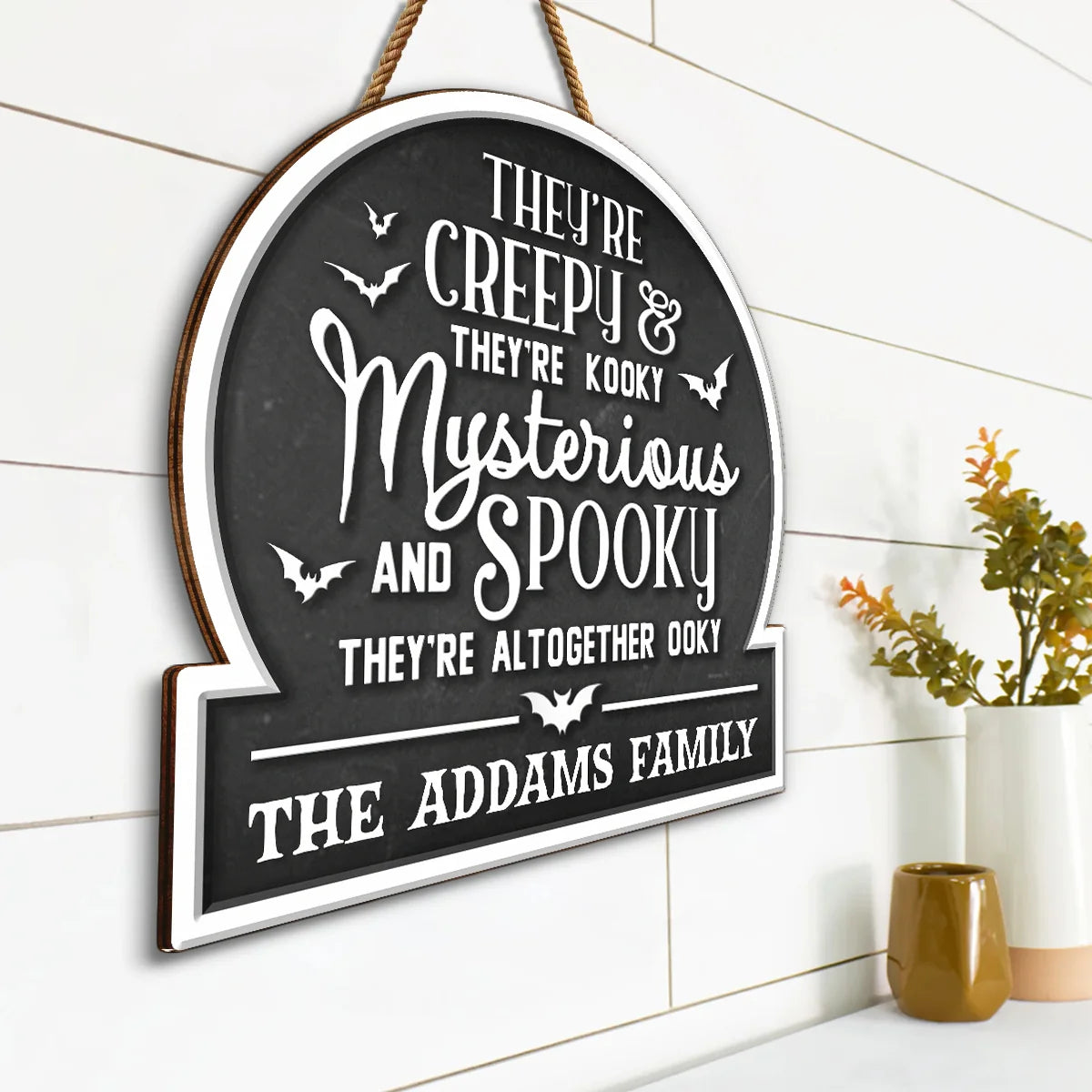 Creepy, Kooky, Mysterious, Spooky Custom Wood Sign - Custom Halloween Porch Decor for Family
