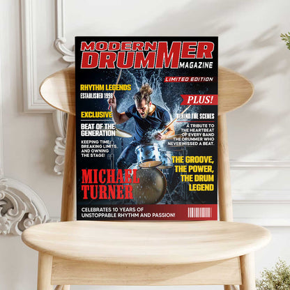 Canvas / Poster material and size view - Personalized Modern Drummer Magazine Cover