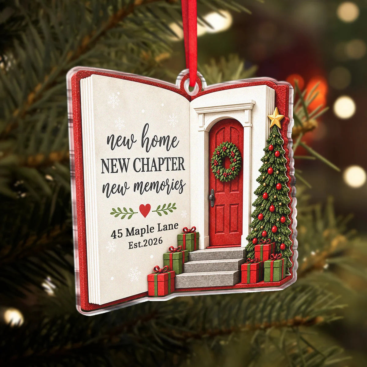 New Home New Chapter Christmas - Personalized Acrylic Ornament for New Homeowners