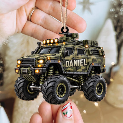 Ready For Adventure Personalized Monster Truck Wood Ornament - Custom Holiday Keepsake Gift for Son Grandson