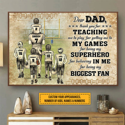 Canvas / Poster material and size view - Custom Football Dad Canvas