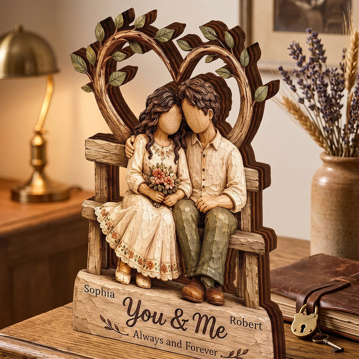 "You And Me Always and Forever" Personalized Couple Wooden Block - Custom Gift for Husband Wife