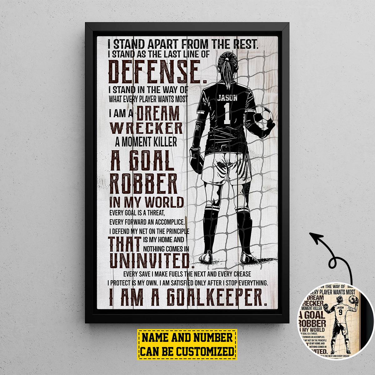 "I Am A Goalkeeper" Custom Canvas / Poster Art - Personalized Soccer Player Wall Decor