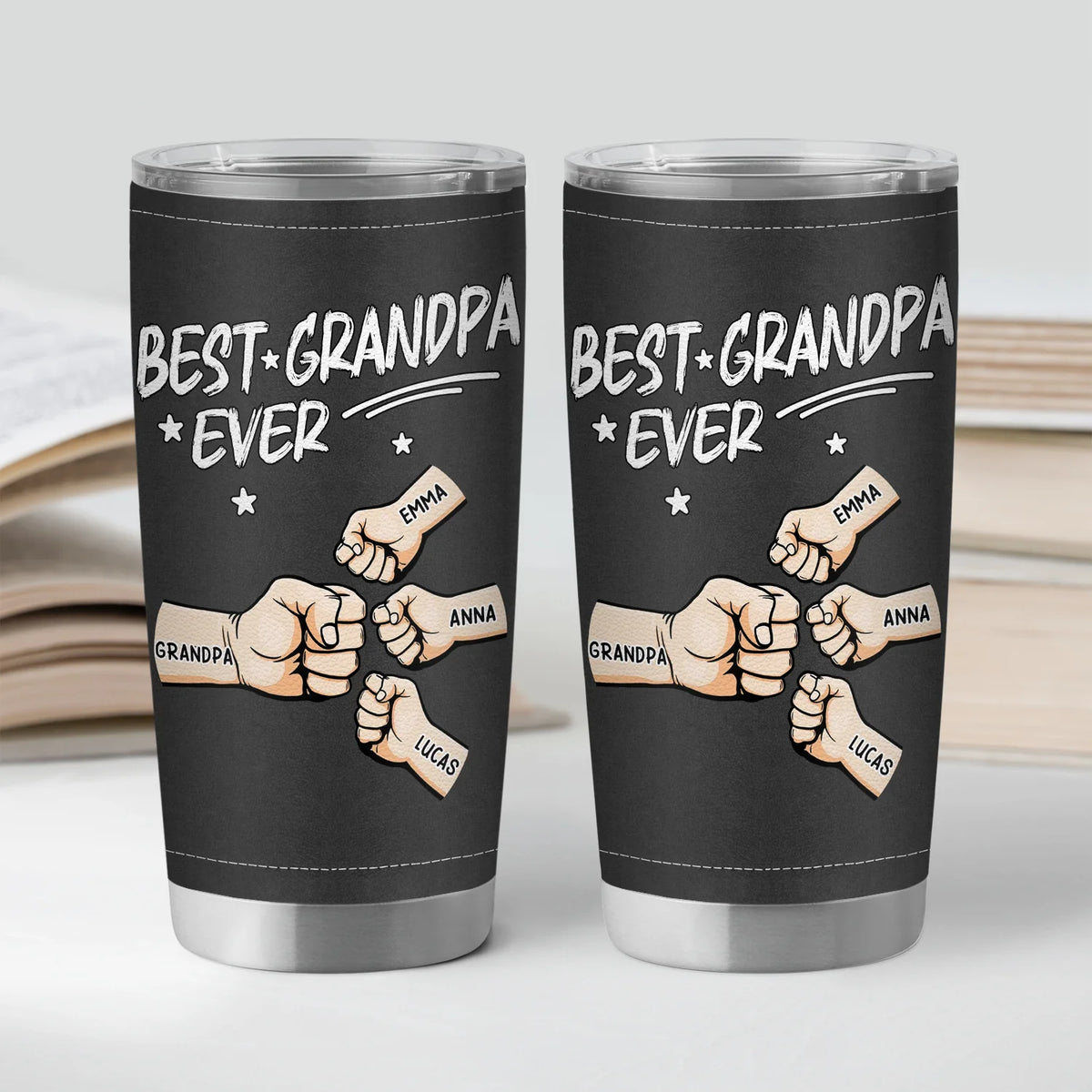 "Best Dad Ever" Fist Bump Personalized Tumbler - Custom Gift for Dad & Grandpa