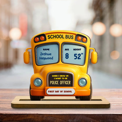 Plaque material and size view - Custom First Day Of School Bus Wood Plaque