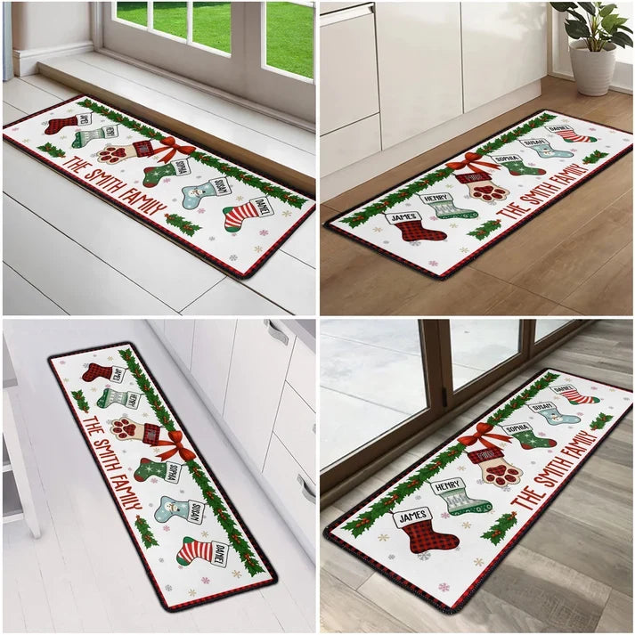 Christmas Family Together Personalized Runner Rug - Holiday Decor for Mom & Grandma