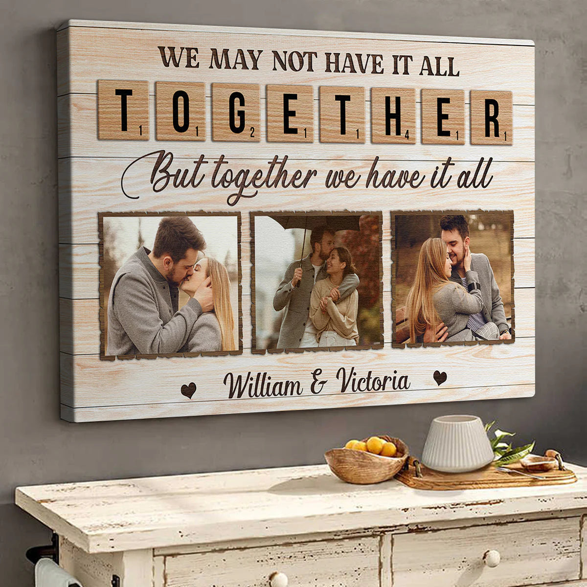 Canvas / Poster material and size view - Personalized Couple Photo Canvas