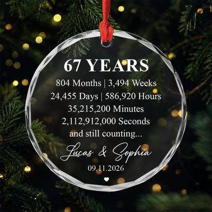 45 Years and Still Counting Personalized Anniversary Glass Ornament - Keepsake Gift for Couples
