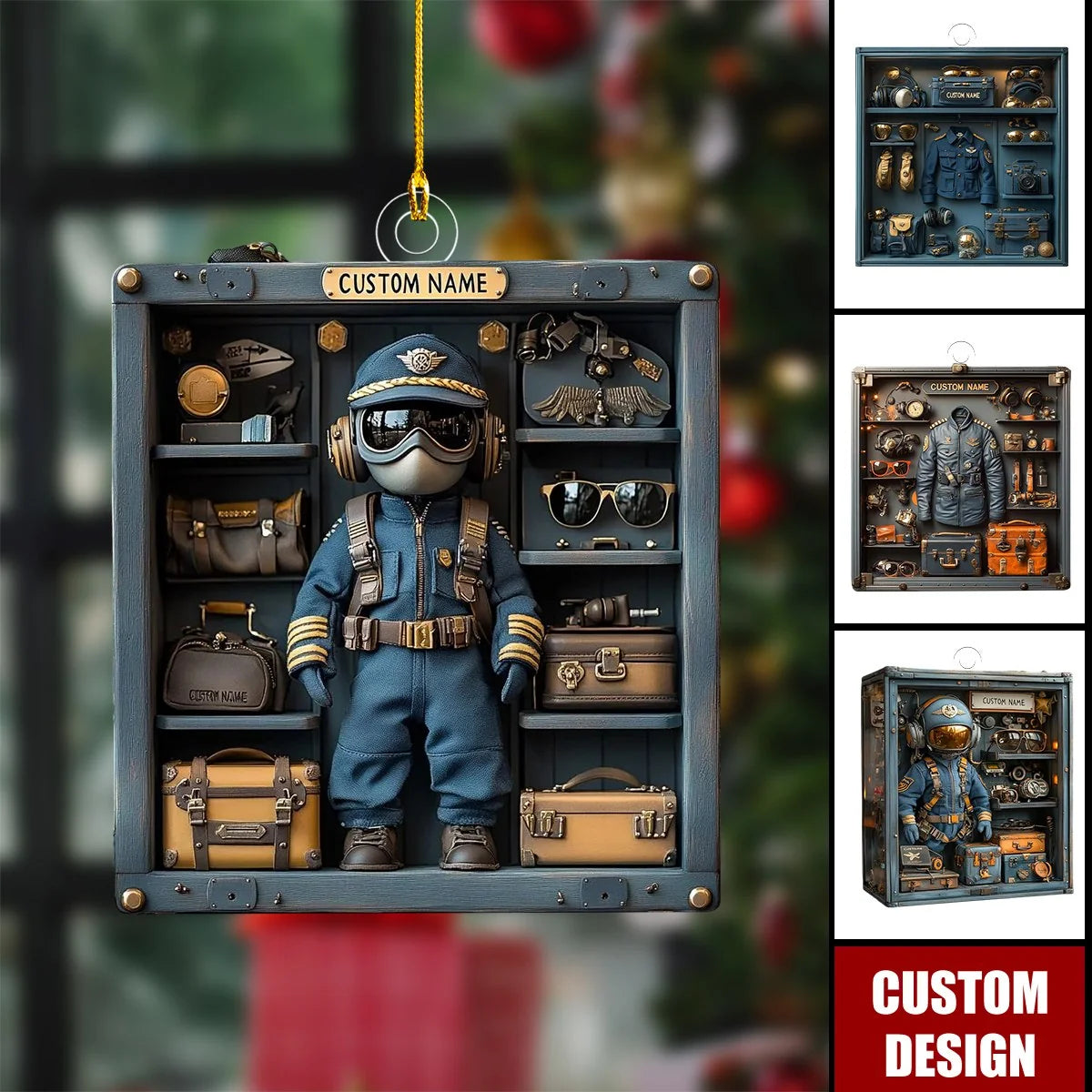 Personalized Pilot Aviation Locker Acrylic Ornament - Custom Flight Crew Keepsake Gift
