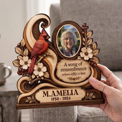 "A Song Of Remembrance" Personalized Memorial Wooden Block - Custom Photo Bereavement Gift