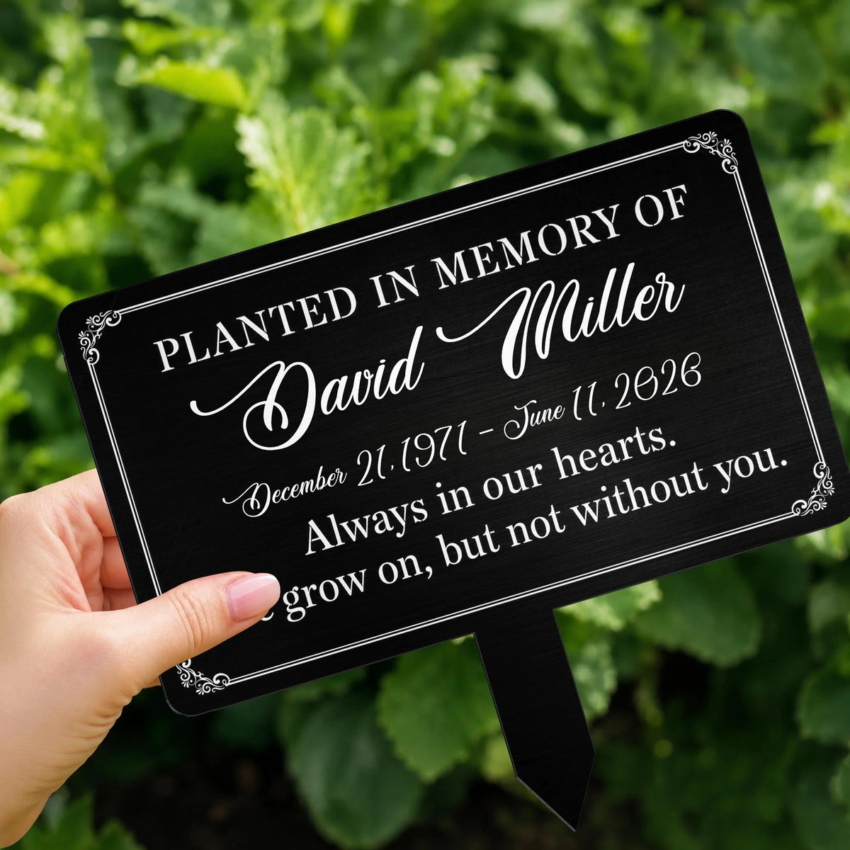 Planted In Memory Of Personalized Metal Garden Stake - Custom Memorial Tribute Yard Sign for Family
