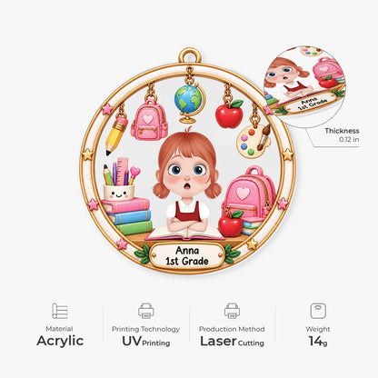 Custom School Kid Acrylic Ornament - Personalized Back to School Keepsake Gift for Kids
