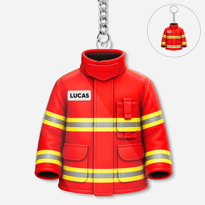 Firefighter Turnout Coat Personalized Acrylic Keychain - Custom Gift for Firefighter Heroes