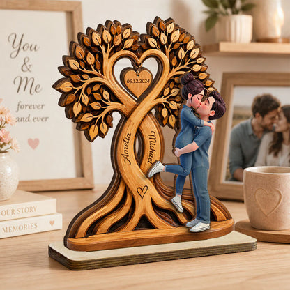 Plaque material and size view - Personalized Couple Anniversary Wood Plaque