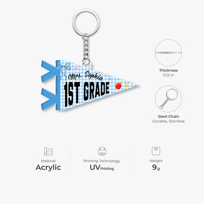 Custom Pennant Flag Acrylic Keychain - Personalized Back to School Gift