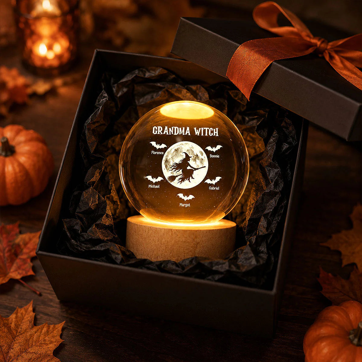 Custom Grandma Witch Night Light personalization view for Grandma