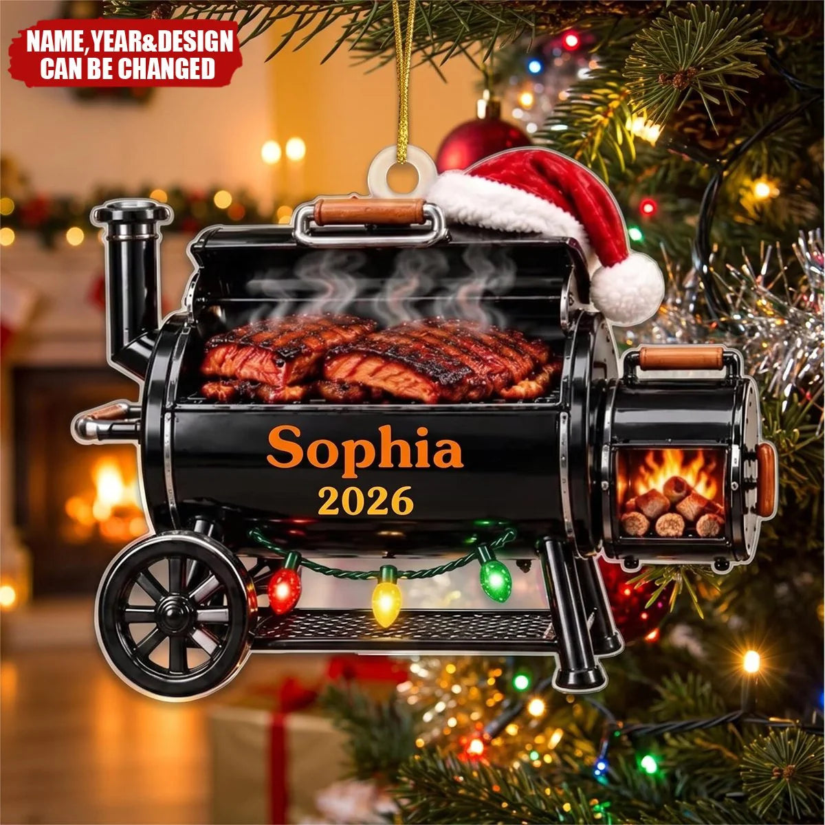 Grill Master Smoker Personalized Acrylic Ornament - Custom BBQ Christmas Keepsake Gift for Dad, Husband & Backyard Chef