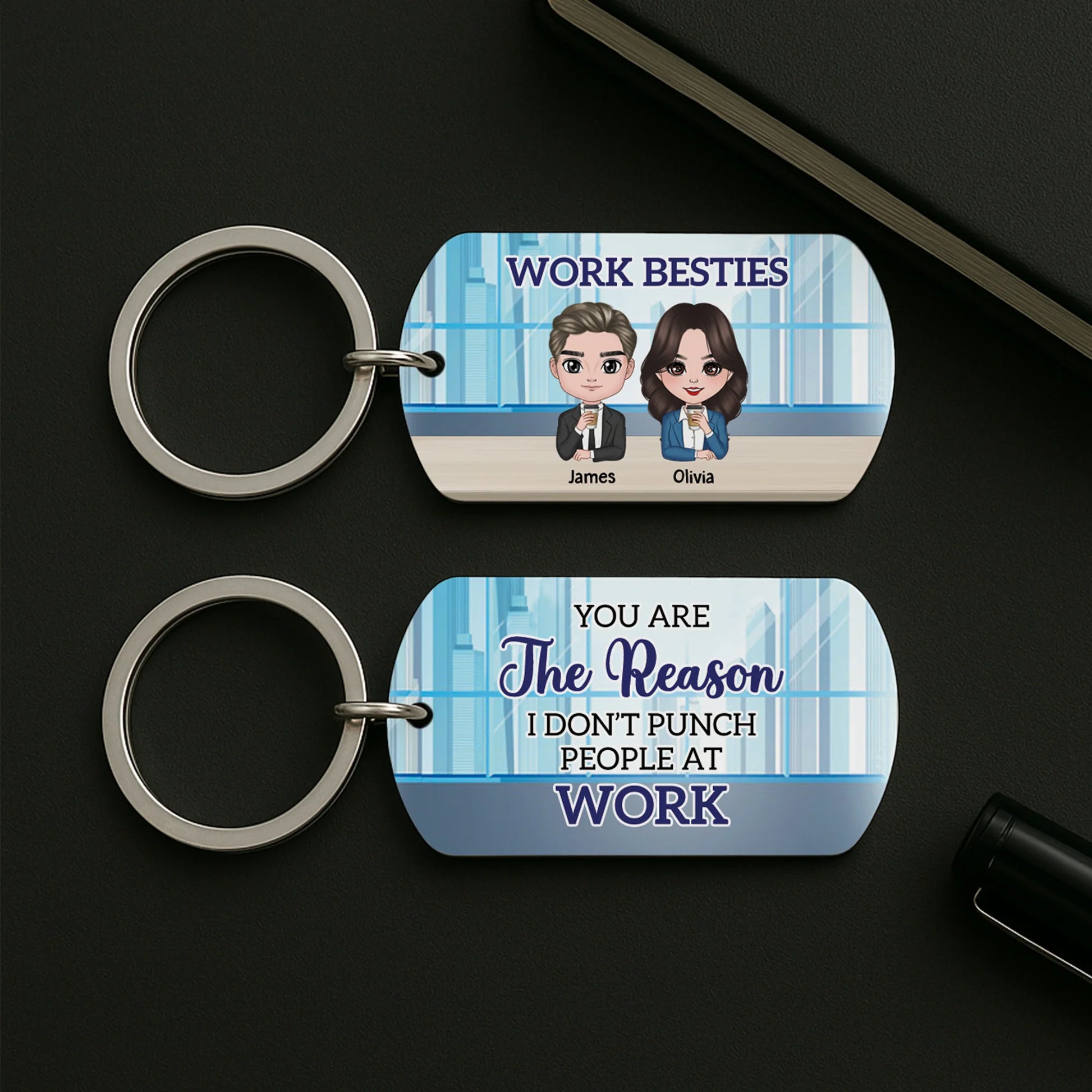 Personalized Work Besties Keychain personalization view for Best Friends