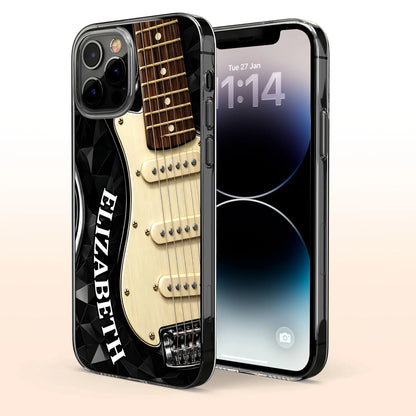 Rocking To The Beat Electric Guitar And Geometric Pattern