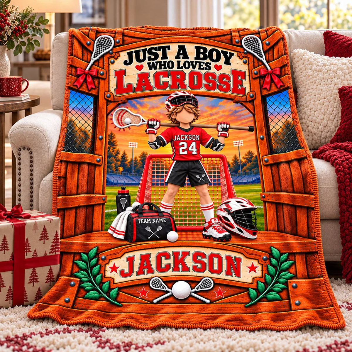 Just A Boy Who Loves Lacrosse, Personalized Lacrosse Blanket, Custom Player Name Gift, Gift For Lacrosse Players Lacrosse Lover T1807 Nh00 TL06