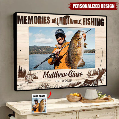 Canvas / Poster material and size view - Personalized Fishing Photo Canvas