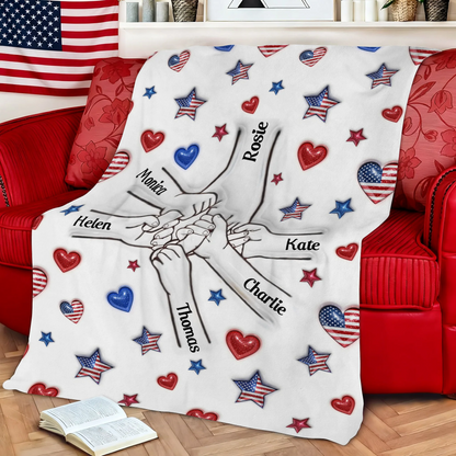 Forever Connected Hand in Hand - Personalized Family Blanket