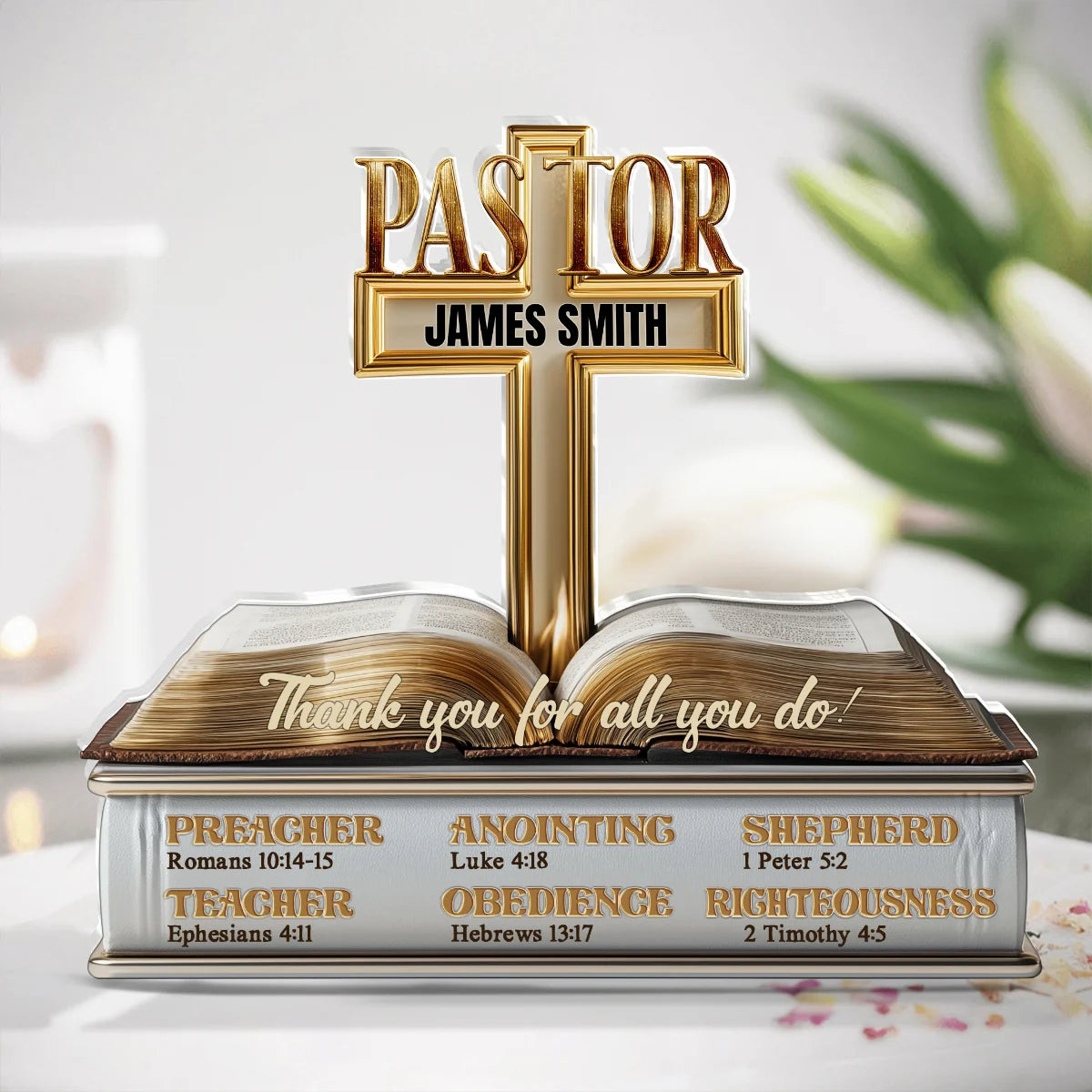 "Thank You For All You Do" Personalized Pastor Acrylic Plaque - Custom Christian Preacher Gift