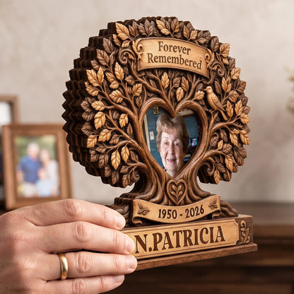 Forever Remembered Custom Photo Wooden Block - Personalized Memorial Sympathy Gift