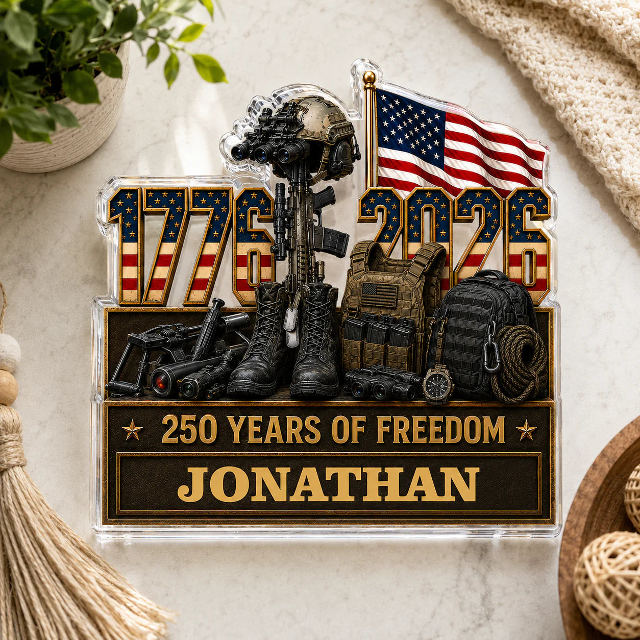 Plaque material and size view - Custom Military Acrylic Plaque