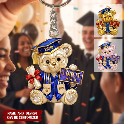 Personalized Graduation Bear Keychain personalization view for Daughter/Granddaughter