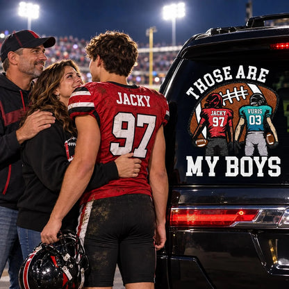 Those Are My Boys Personalized Football Car Decal - Custom Player Name & Number Sticker Gift for Sports Mom Dad