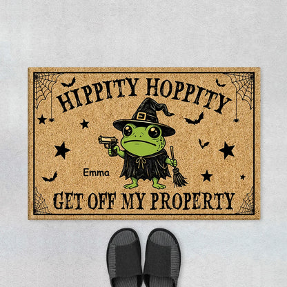 "Hippity Hoppity Get Off My Property" Personalized Halloween Doormat - Funny Custom Frog Welcome Mat