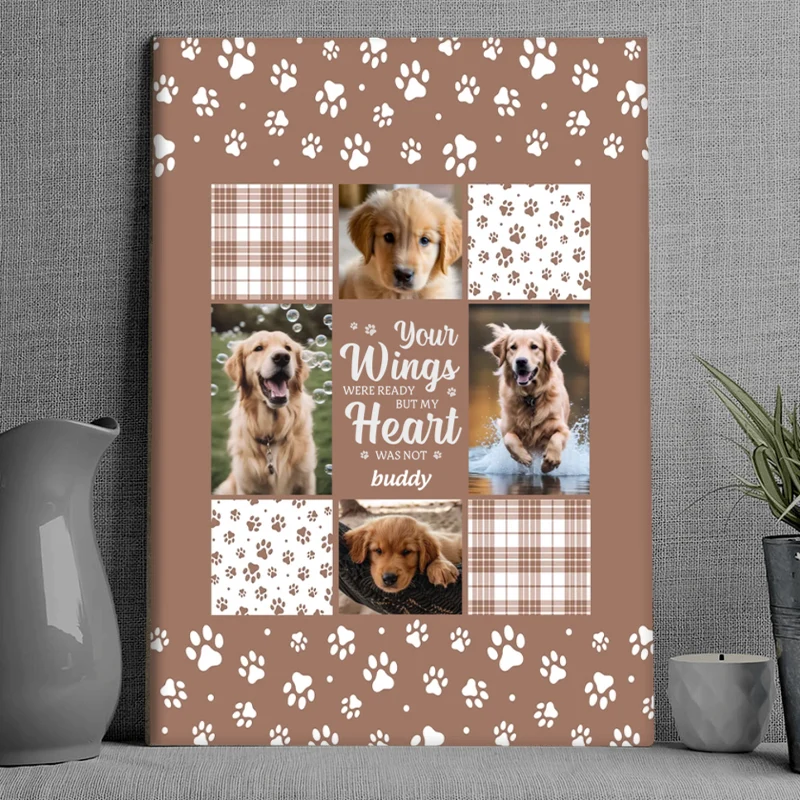 Your Wings Were Ready Personalized Dog Memorial Canvas / Poster - Custom Pet Photo Wall Art