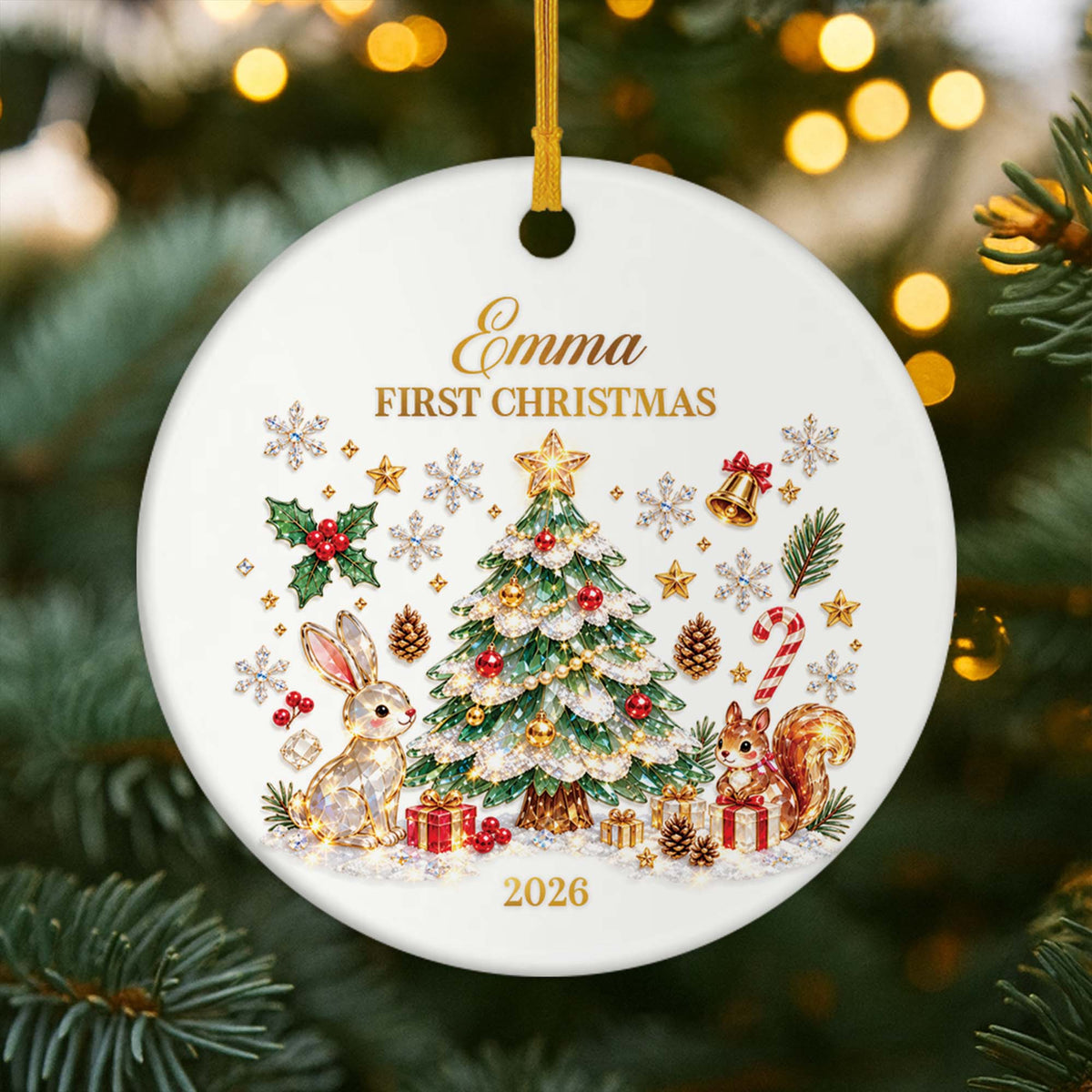 Baby's First Christmas Personalized Ceramic Ornament - Keepsake Holiday Tree Decor for Newborn