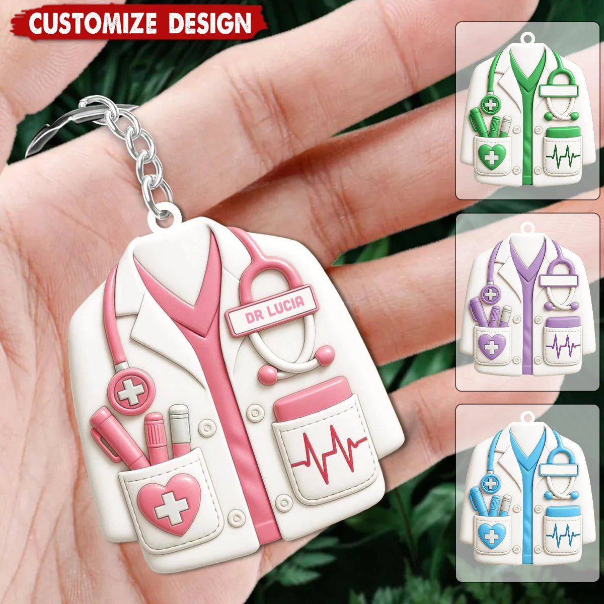 Personalized Medical Staff Acrylic Keychain - Custom White Coat Gift for Doctors and Nurses