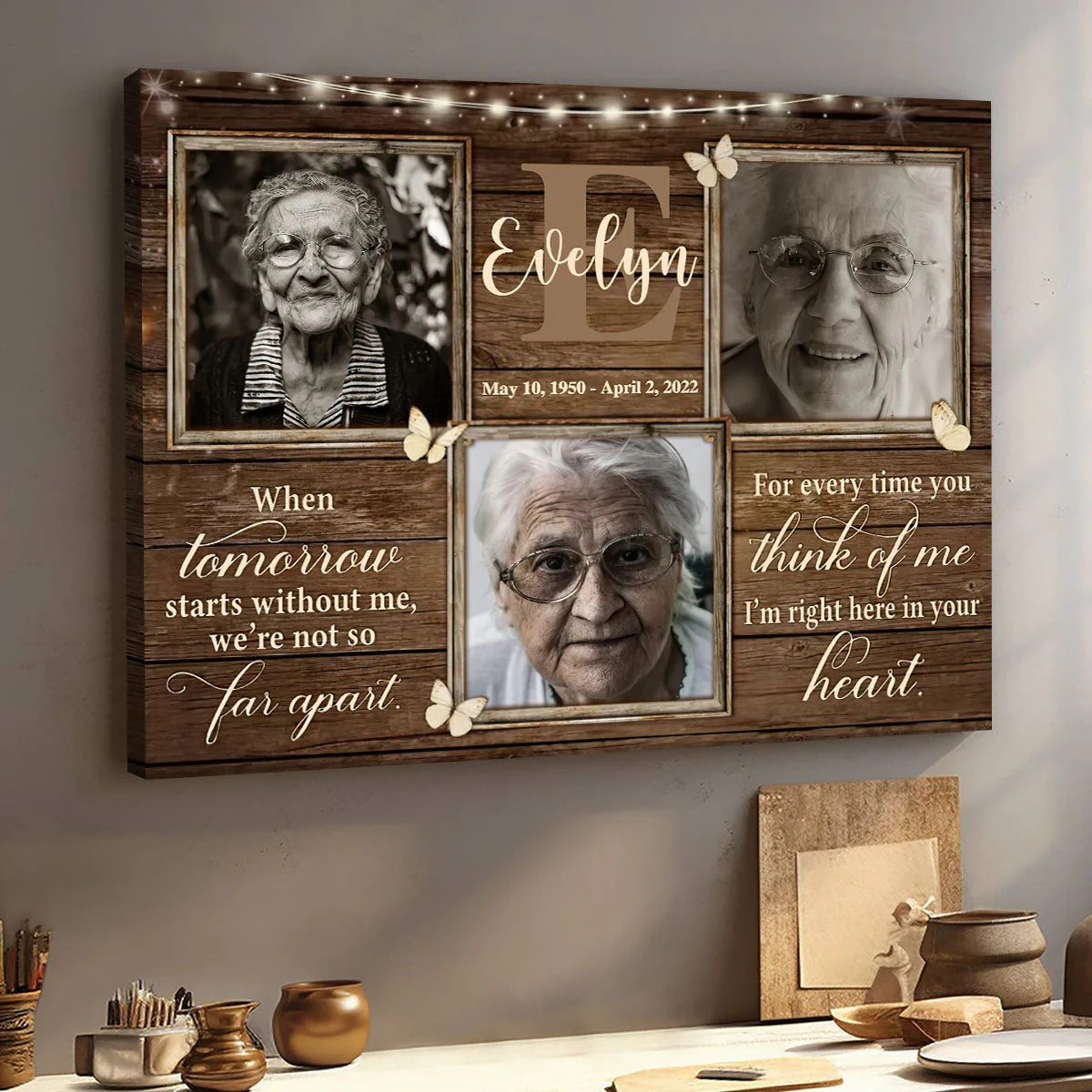 Canvas / Poster material and size view - Custom Memorial Photo Canvas
