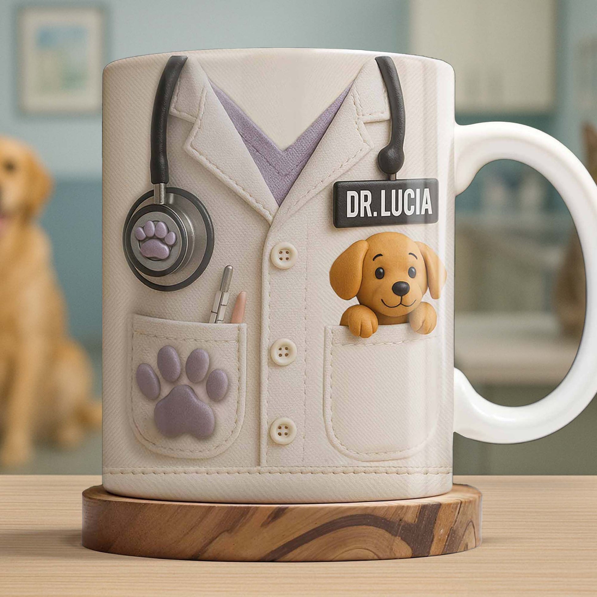 Personalized Vet Lab Coat Coffee Mug - Custom Veterinarian Gift for Dog Lovers and Vet Techs