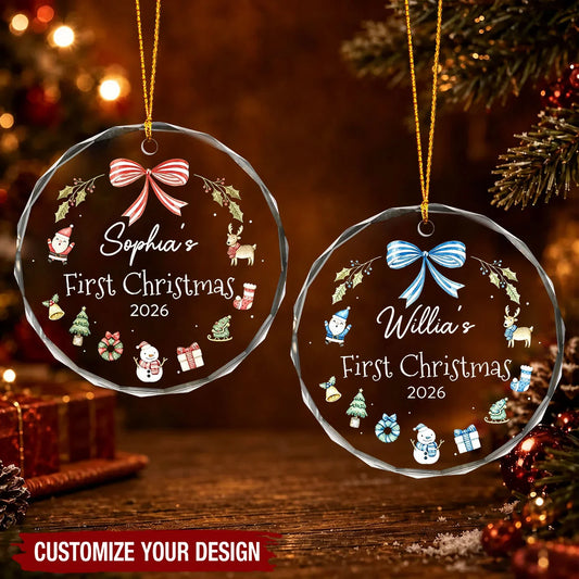 Baby's First Christmas Personalized Glass Ornament - Custom Newborn Holiday Keepsake Gift
