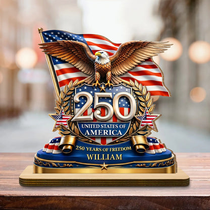 Personalized patriotic wooden plaque with bald eagle and American flag for Veterans Day gift image 6