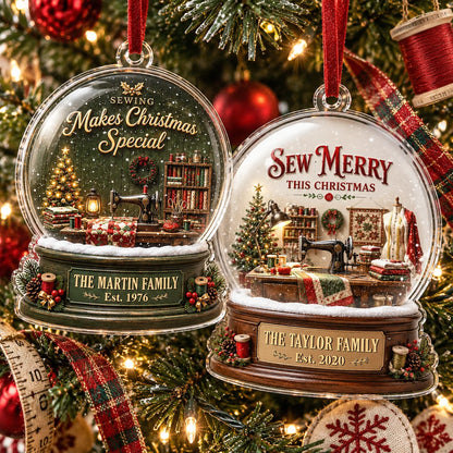 Sew Merry This Christmas Personalized Acrylic Ornament - Custom Family Keepsake Gift for Sewing Lovers