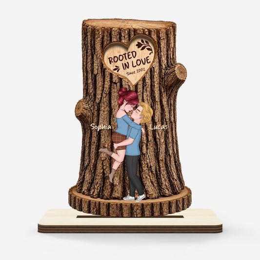 Rooted In Love Personalized Wooden Plaque - Custom Couples Anniversary Gift Keepsake