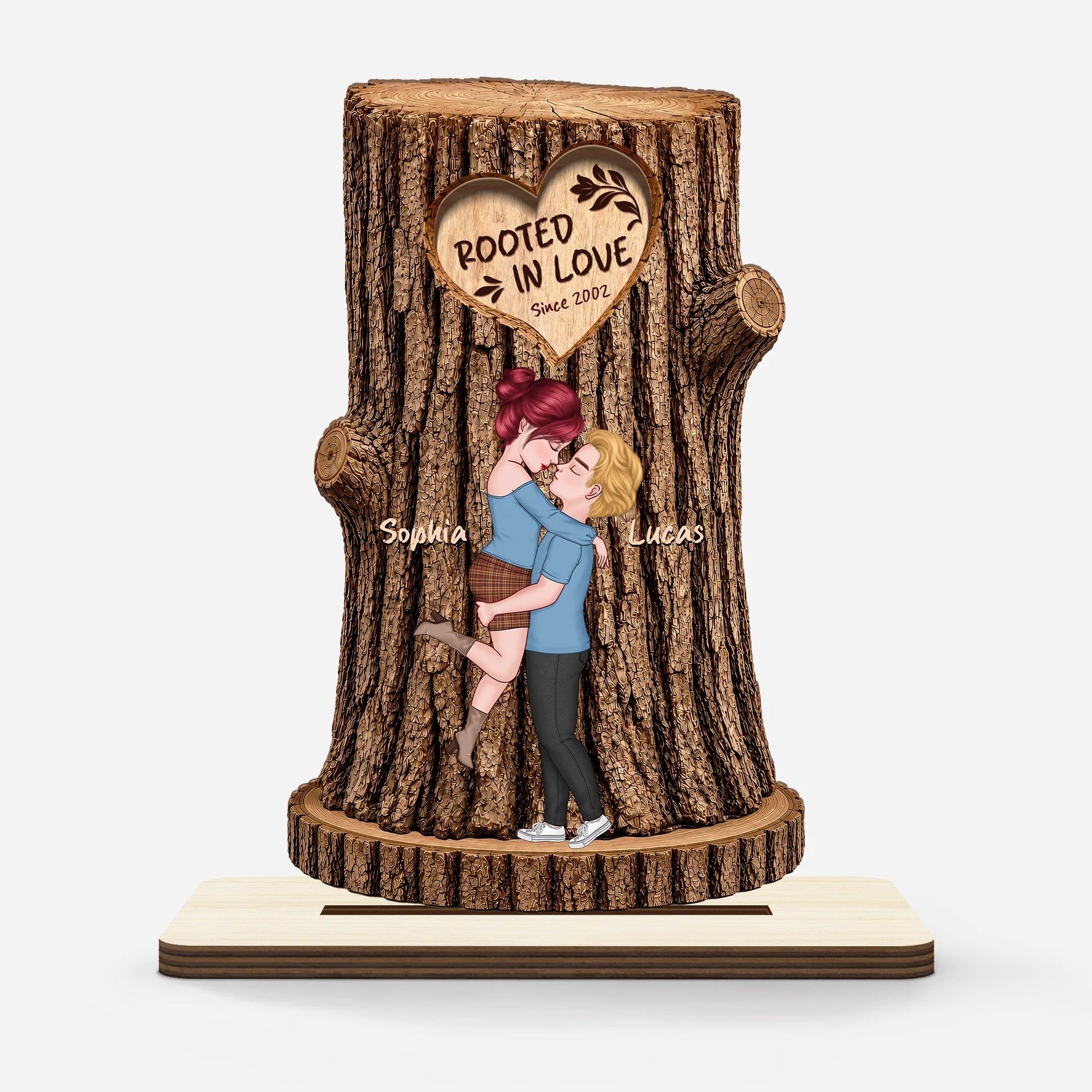 Rooted In Love Personalized Wooden Plaque - Custom Couples Anniversary Gift Keepsake