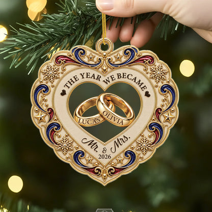 "The Year We Became Mr & Mrs" Personalized Acrylic Ornament - Custom Couples First Christmas Keepsake