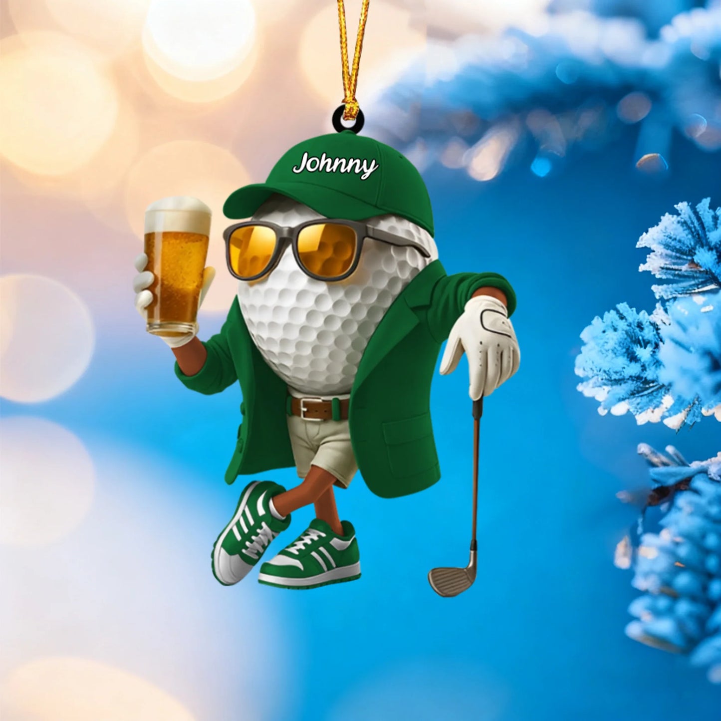 Personalized Beer Golf Ball Ornament personalization view for Dad