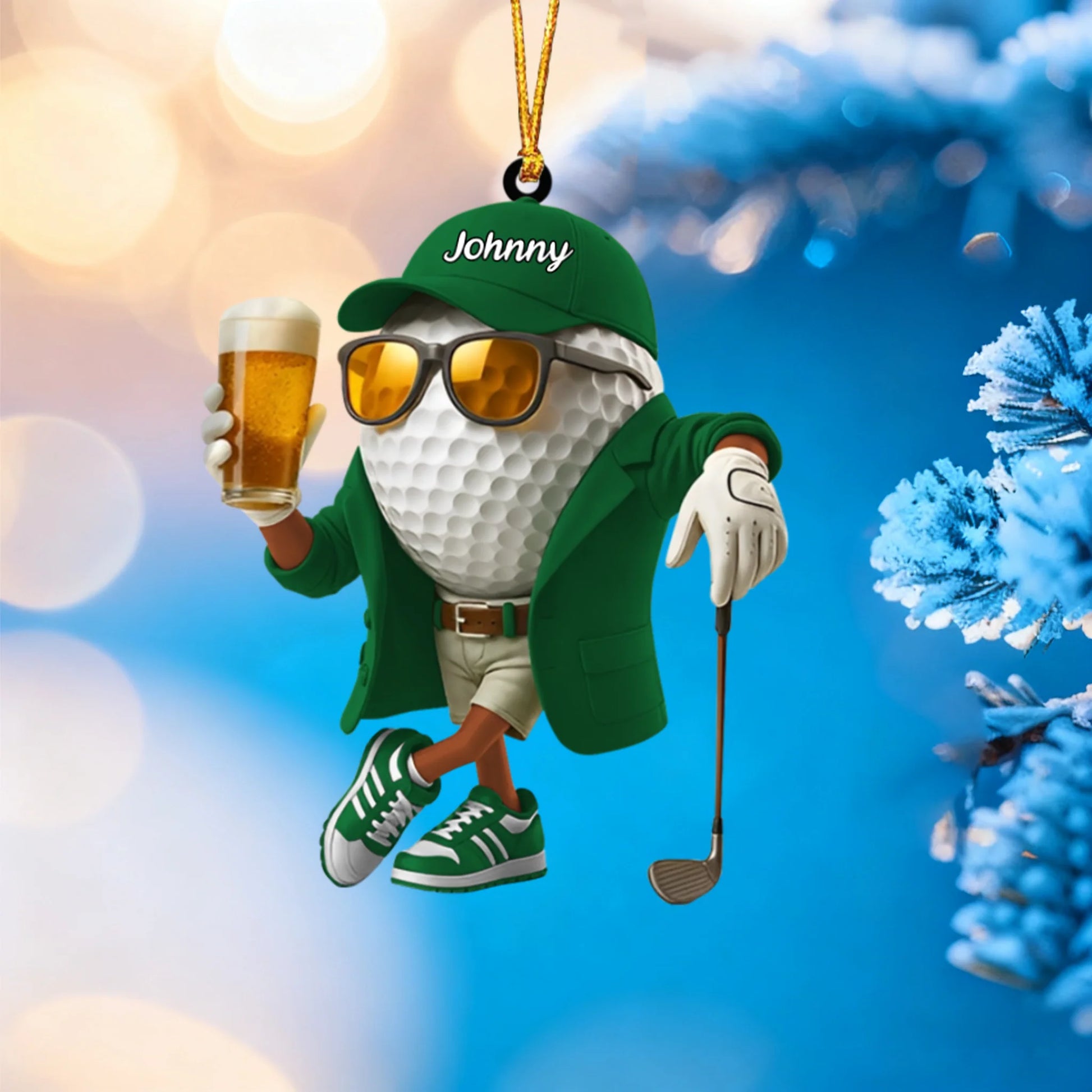 Personalized Beer Golf Ball Ornament personalization view for Dad