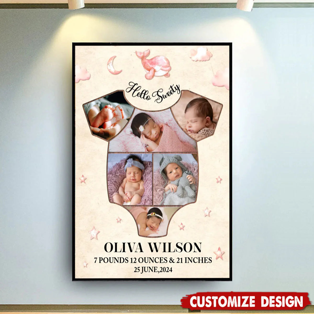Canvas / Poster material and size view - Custom Baby Collage Photo Canvas