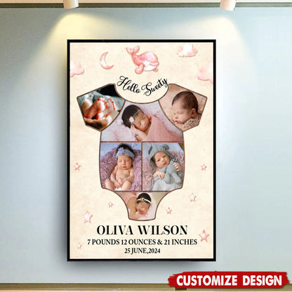 Canvas / Poster material and size view - Custom Baby Collage Photo Canvas