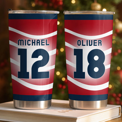 Personalized Soccer Jersey Tumbler personalization view for Dad